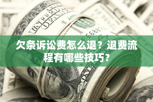 济南欠条诉讼费怎么退？退费流程有哪些技巧？